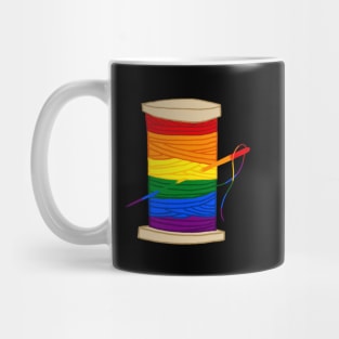 Rainbow Thread Spool LGBTQIA+ Pride Flag Japanese Ocean Wave Mug